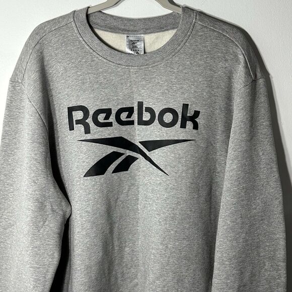 Reebok Sweatshirt Men’s 2XL Gray Spellout Logo Training Casual Classic Pullover - Picture 2 of 9
